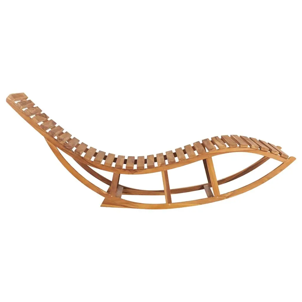 Rocking Sun Lounger Outdoor Garden Patio Teak Wood Relaxation Chair