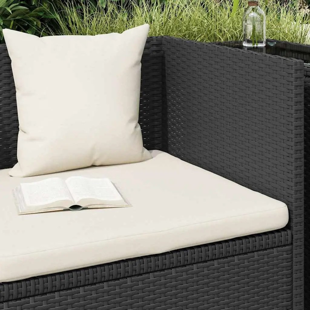 Adjustable Rattan Sun Lounger for Garden and Patio with Thick Cushion and Pillows Black