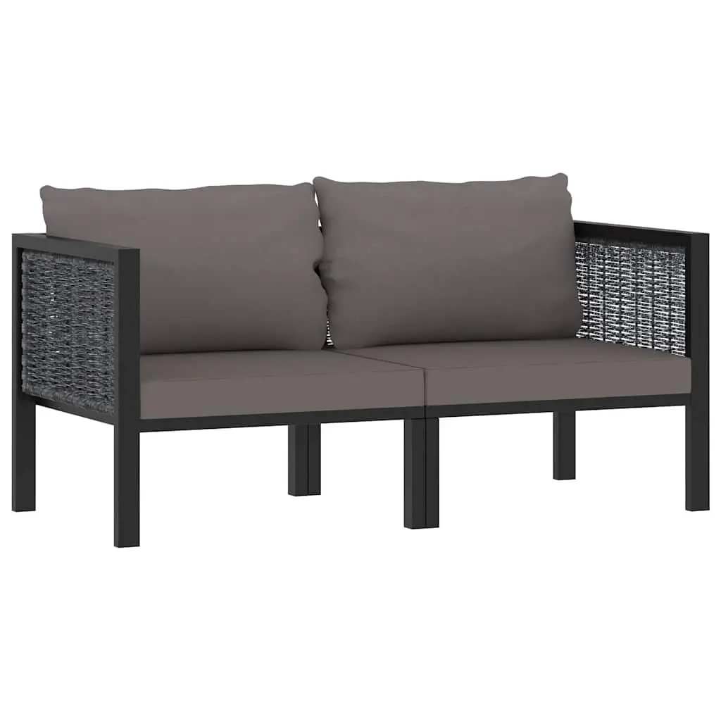 2-Seater Outdoor Sofa Poly Rattan Garden Lounge Patio Furniture Anthracite with