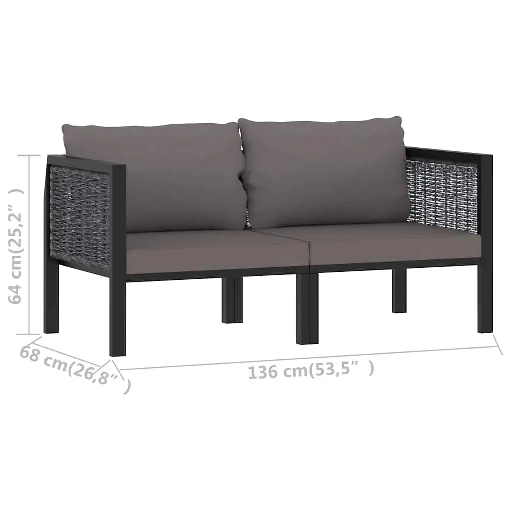 2-Seater Outdoor Sofa Poly Rattan Garden Lounge Patio Furniture Anthracite with