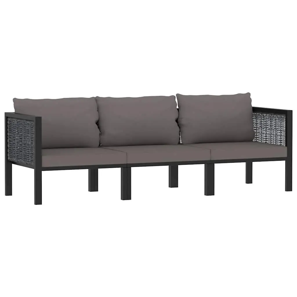 3-Seater Outdoor Sofa Hand-Woven Poly Rattan Lounge Garden Patio Furniture