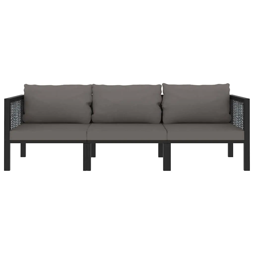 3-Seater Outdoor Sofa Hand-Woven Poly Rattan Lounge Garden Patio Furniture
