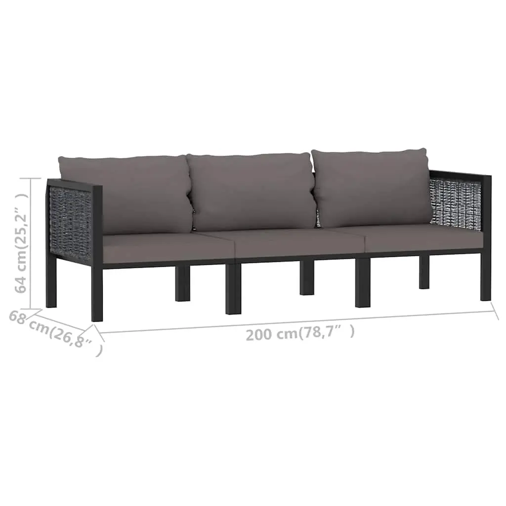 3-Seater Outdoor Sofa Hand-Woven Poly Rattan Lounge Garden Patio Furniture