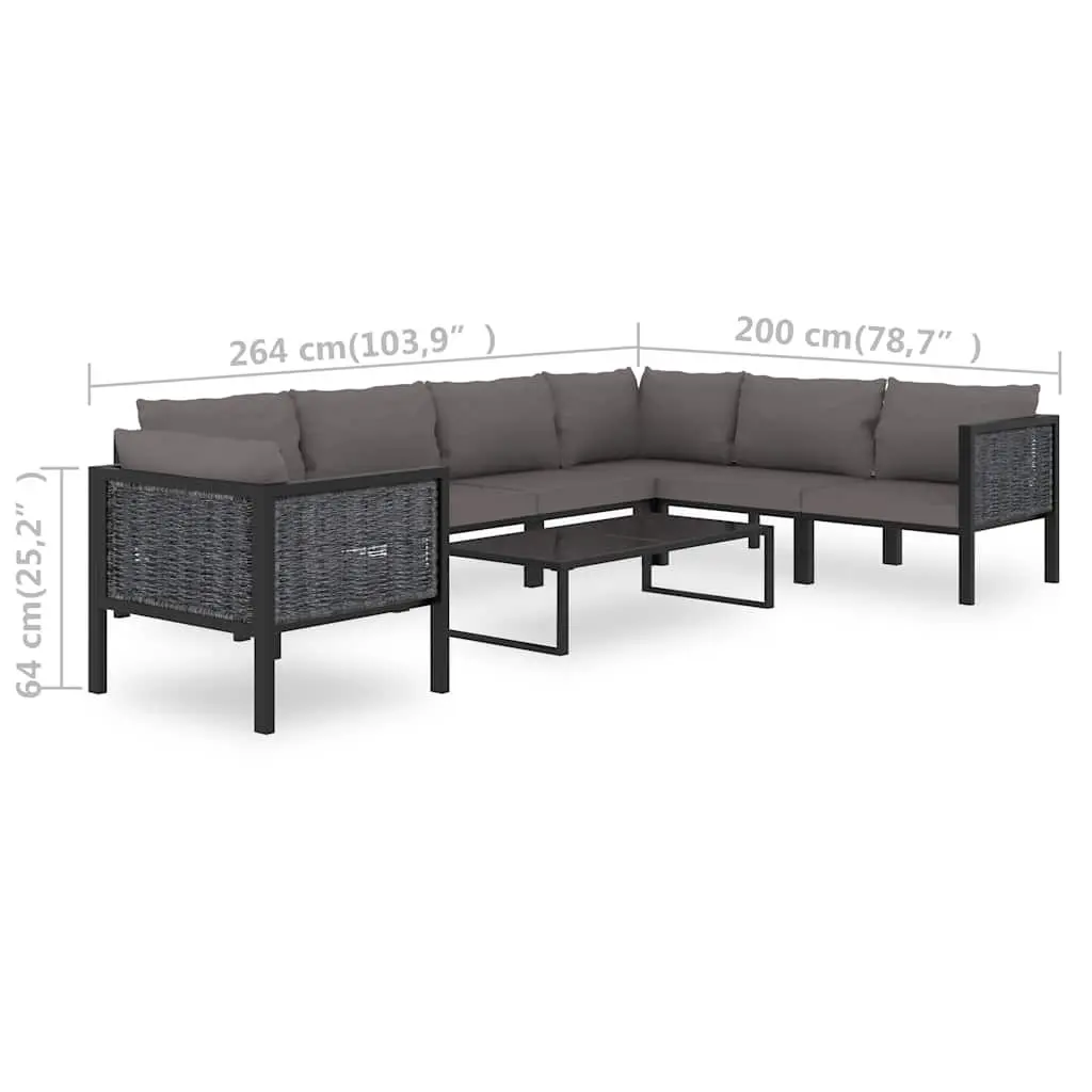 Outdoor Lounge Set 8 Piece Garden Patio Furniture Poly Rattan with Cushions