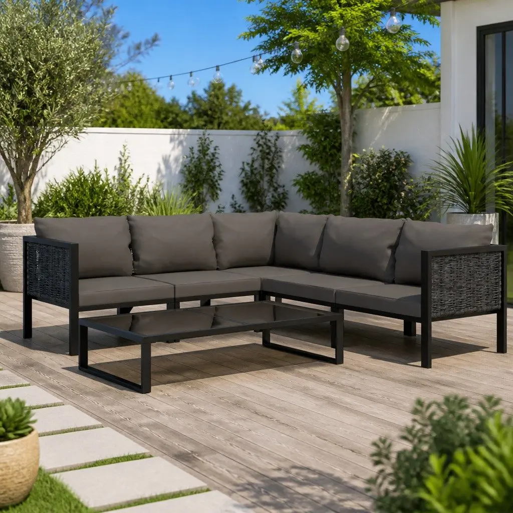 Outdoor Garden Lounge Set 6 Piece Modular Patio Furniture Anthracite