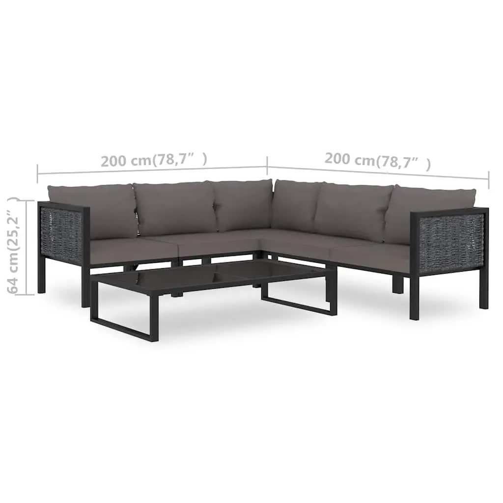 Outdoor Garden Lounge Set 6 Piece Modular Patio Furniture Anthracite
