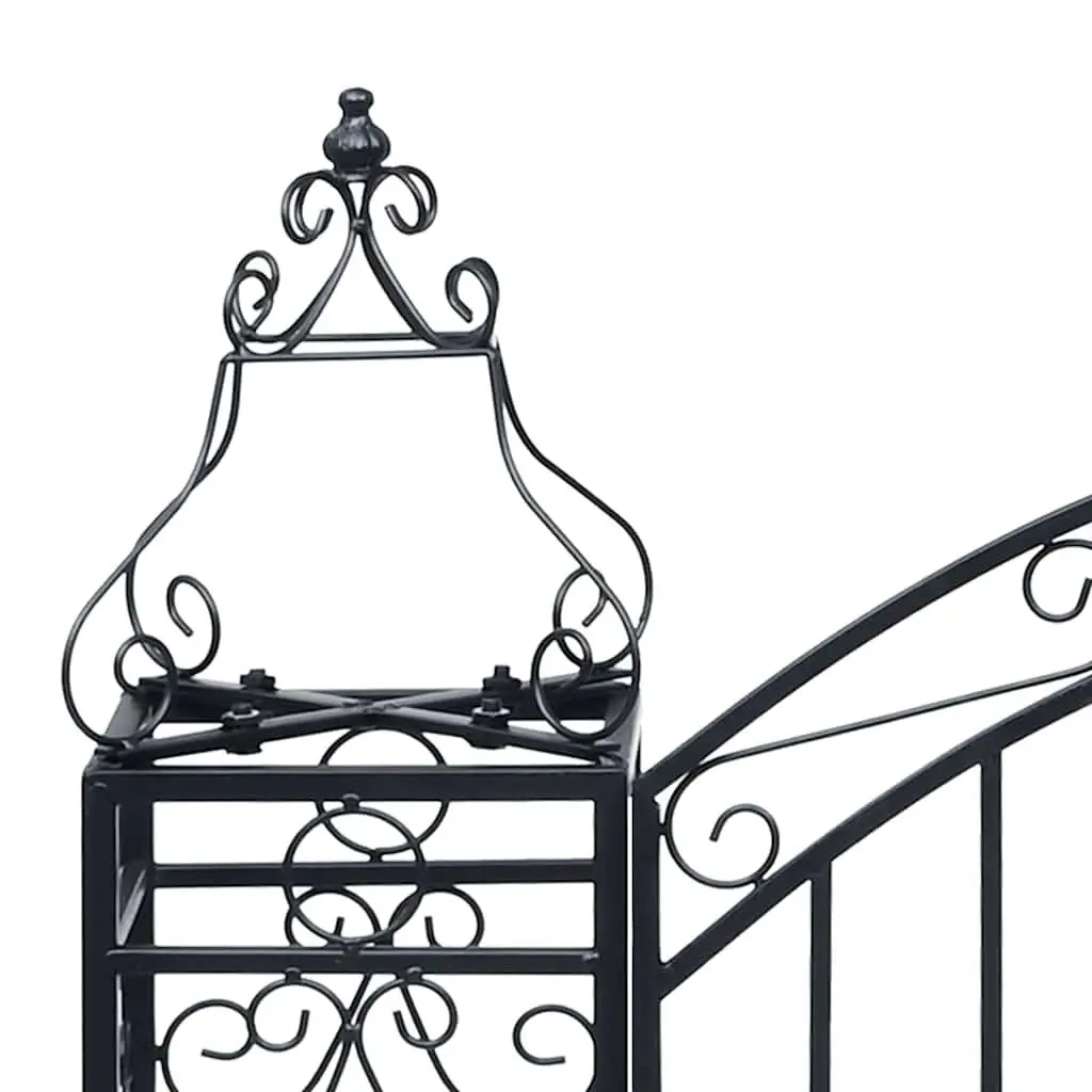 Ornamental Garden Gate Black Outdoor Entryway Wrought Iron Arch Structures