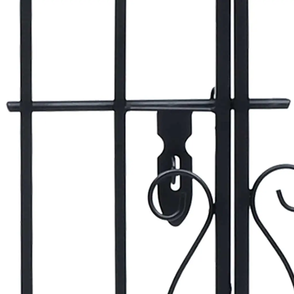 Ornamental Garden Gate Black Outdoor Entryway Wrought Iron Arch Structures