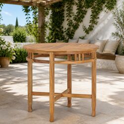 Solid Teak Round Dining Table - 80cm Brown