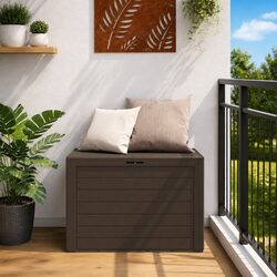 Garden Storage Box: Brown, 78x44x55cm, Durable Polypropylene