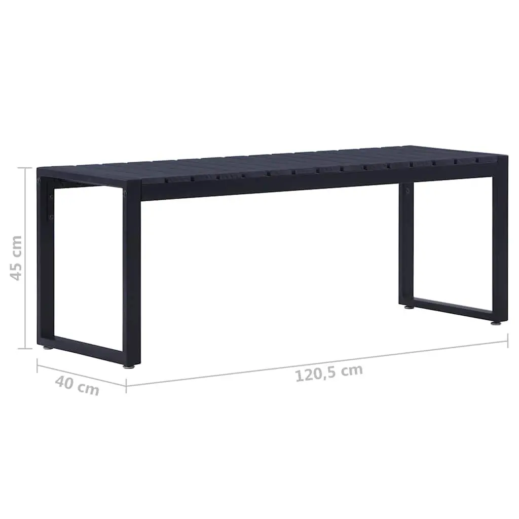 Outdoor Garden Bench 120.5 cm Black Seating Contemporary Design Iron Frame
