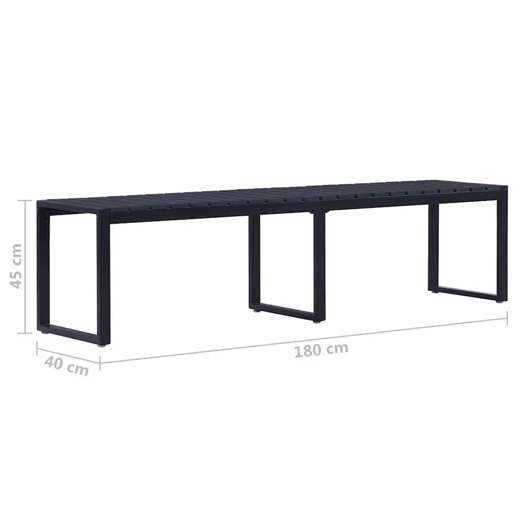 Garden Bench 180cm Black Iron Frame with PS Board Seat