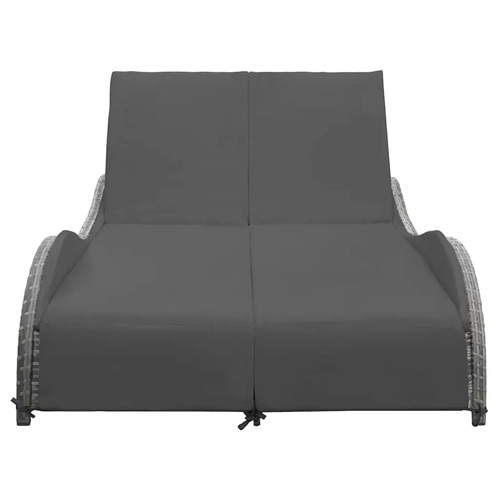 Double Sun Lounger for Garden Patio 2 Person with Cushions Anthracite