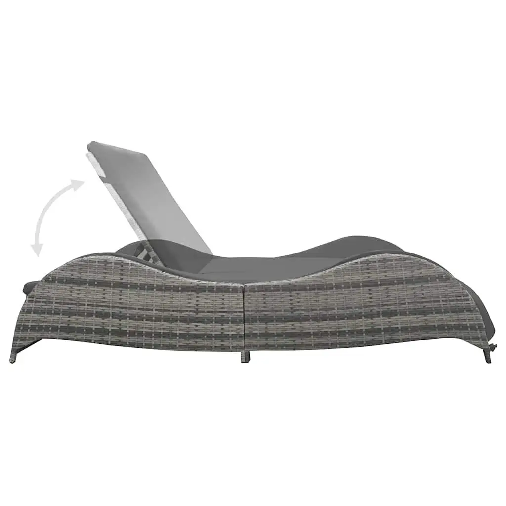 Double Sun Lounger for Garden Patio 2 Person with Cushions Anthracite