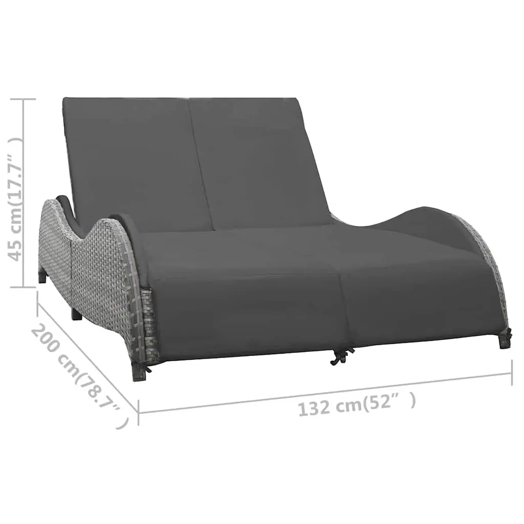 Double Sun Lounger for Garden Patio 2 Person with Cushions Anthracite