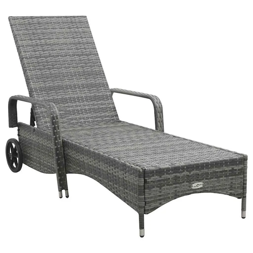 Sun Lounger with Wheels Adjustable Backrest Garden Patio Lounge Chair Anthracite