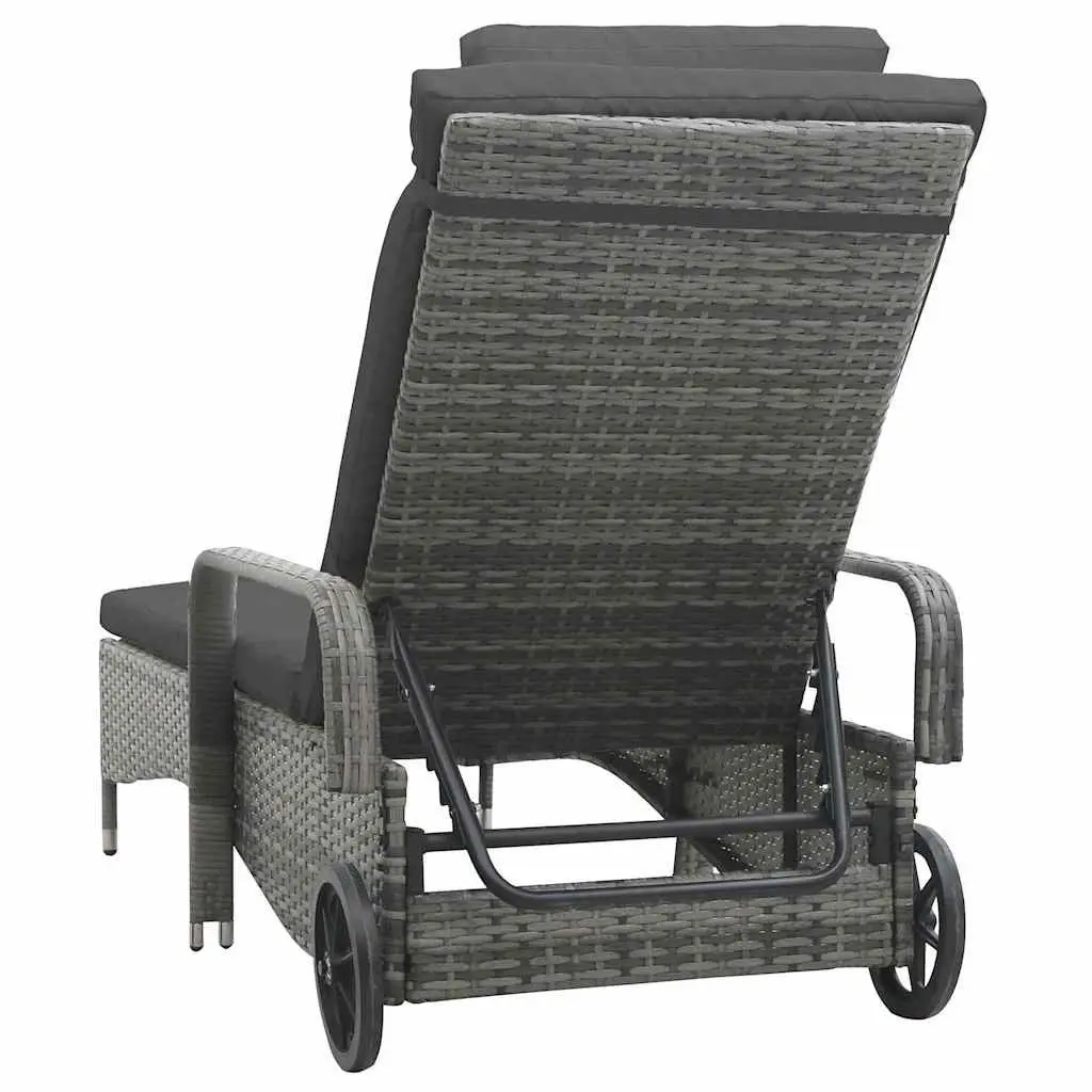 Sun Lounger with Wheels Adjustable Backrest Garden Patio Lounge Chair Anthracite