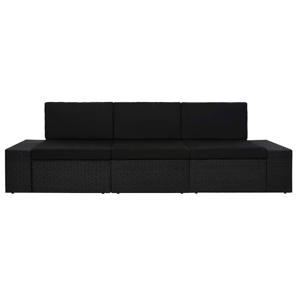 Outdoor Sectional Sofa 3-Seater Poly Rattan Garden Lounge Modular Furniture