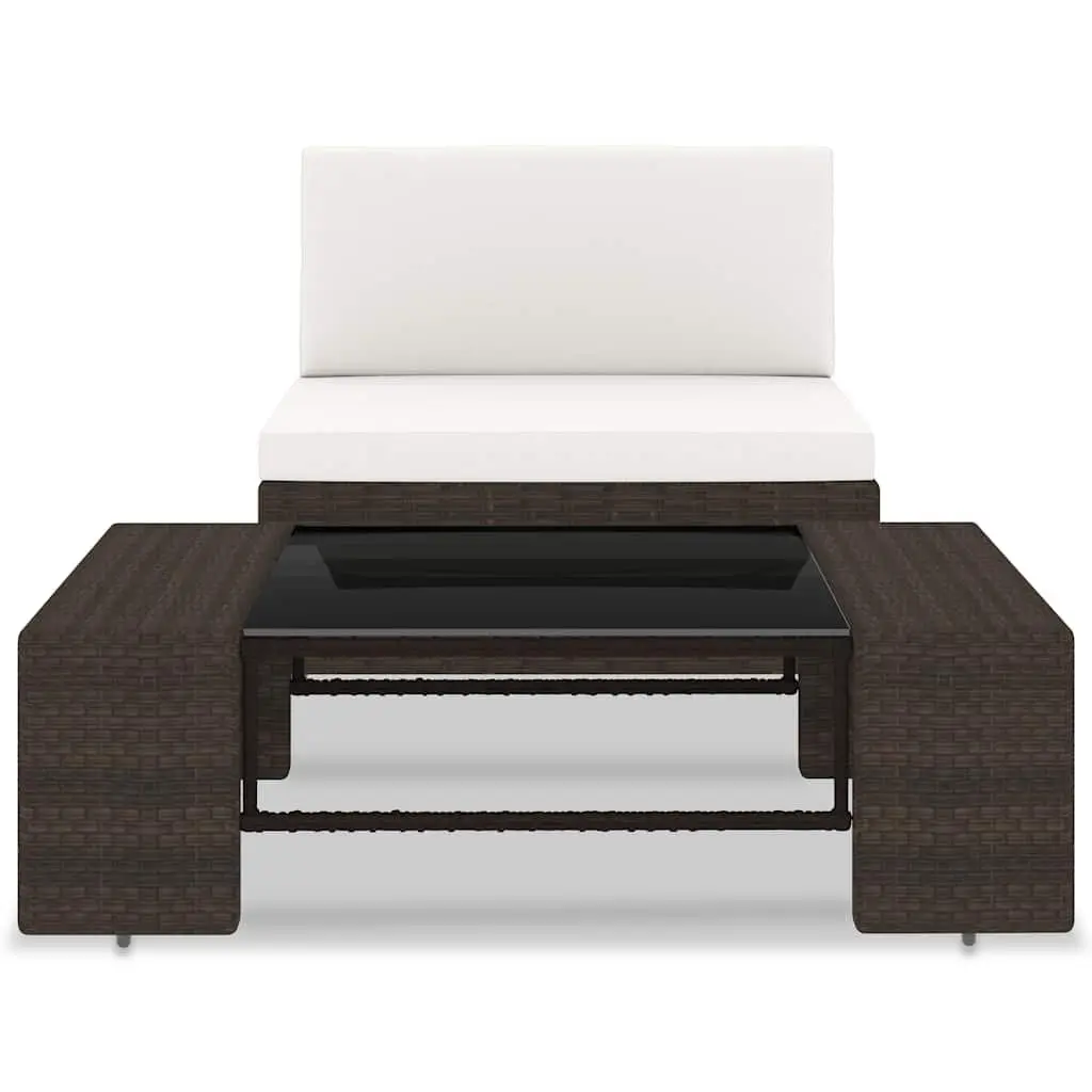 Outdoor Sectional Lounge Set 2 Piece Garden Furniture Brown Poly Rattan