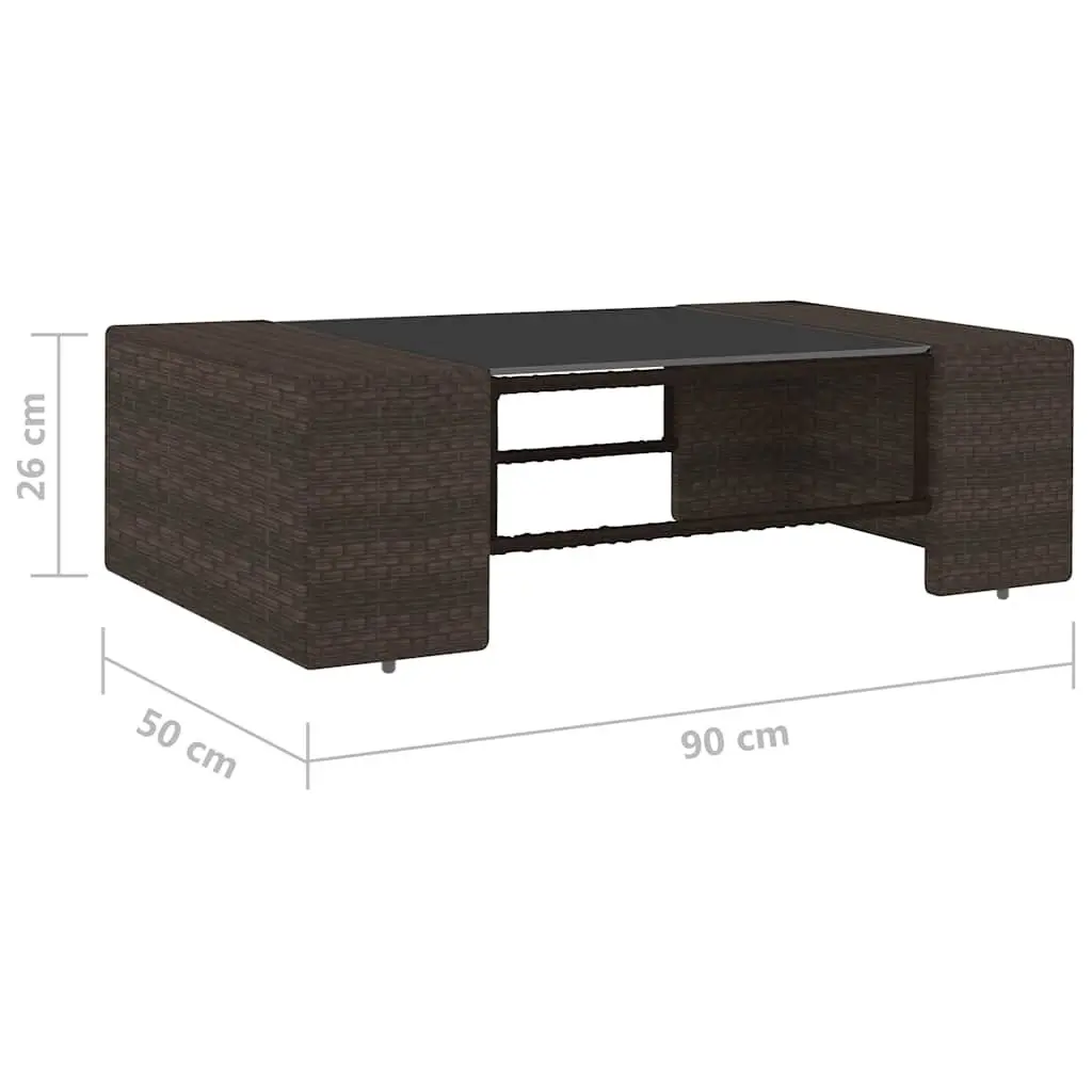Outdoor Sectional Lounge Set 2 Piece Garden Furniture Brown Poly Rattan