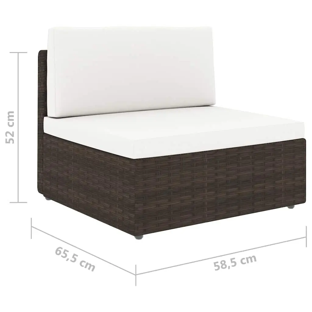 Outdoor Sectional Lounge Set 2 Piece Garden Furniture Brown Poly Rattan