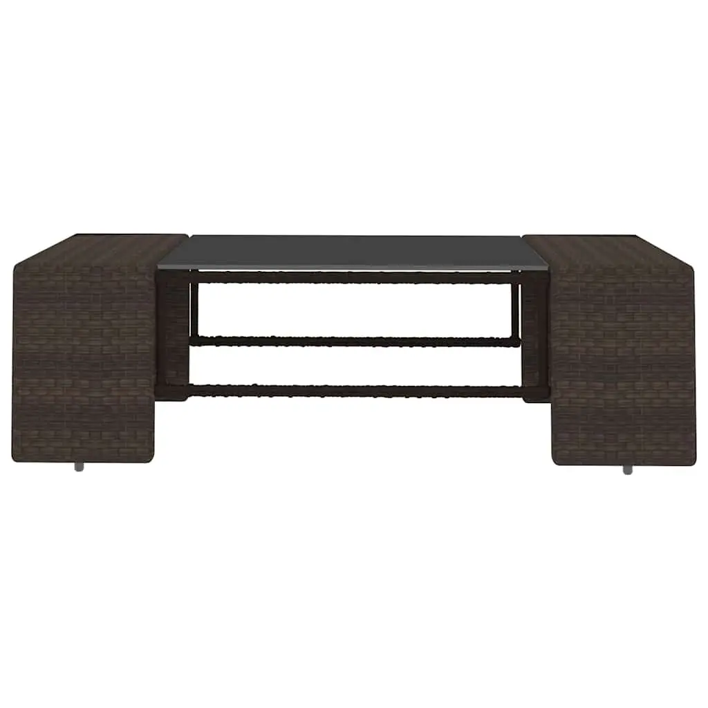 Outdoor Sectional Lounge Set 2 Piece Garden Furniture Brown Poly Rattan