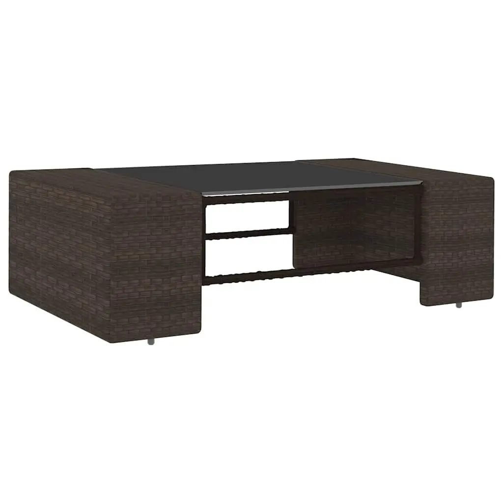 Outdoor Sectional Lounge Set 2 Piece Garden Furniture Brown Poly Rattan