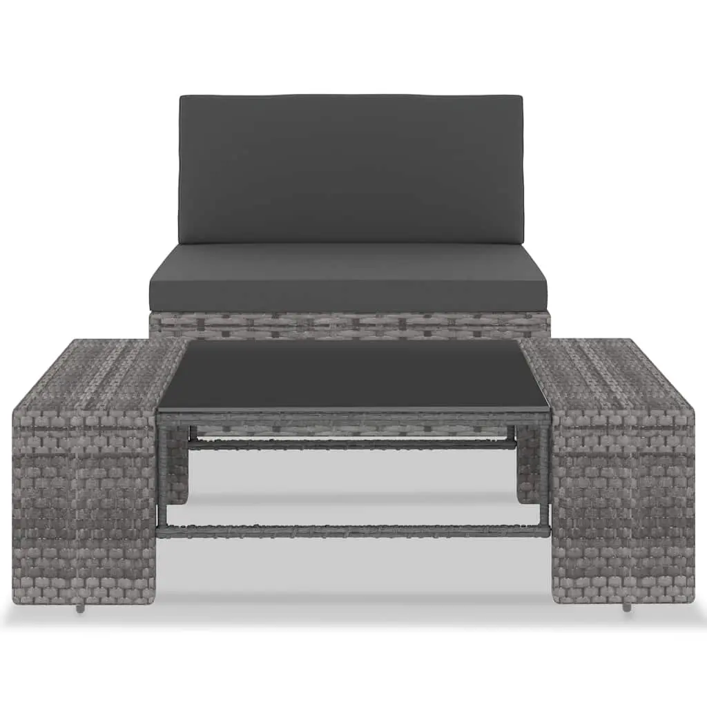 Outdoor Sectional Sofa Lounge Set Grey Poly Rattan Garden Furniture Modular