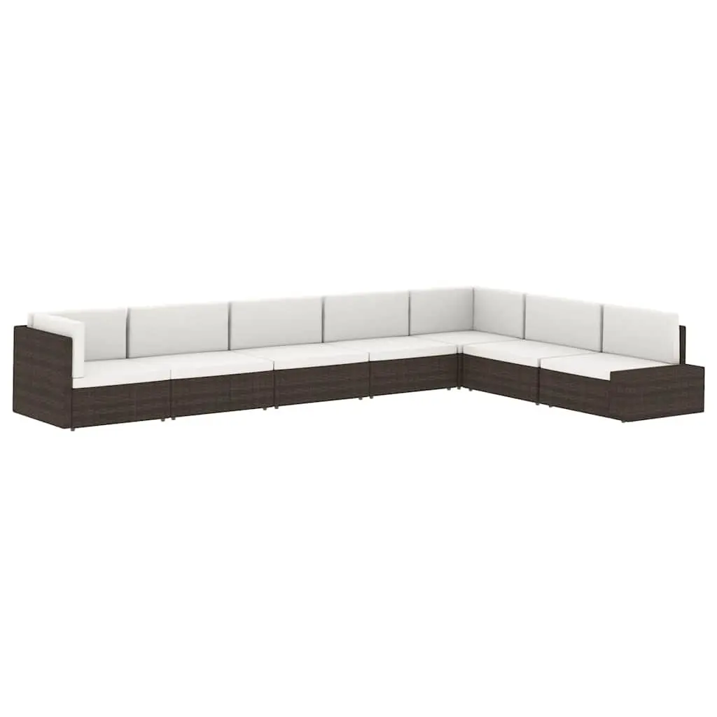 Outdoor Sectional Sofa Lounge Set Grey Poly Rattan Garden Furniture Modular