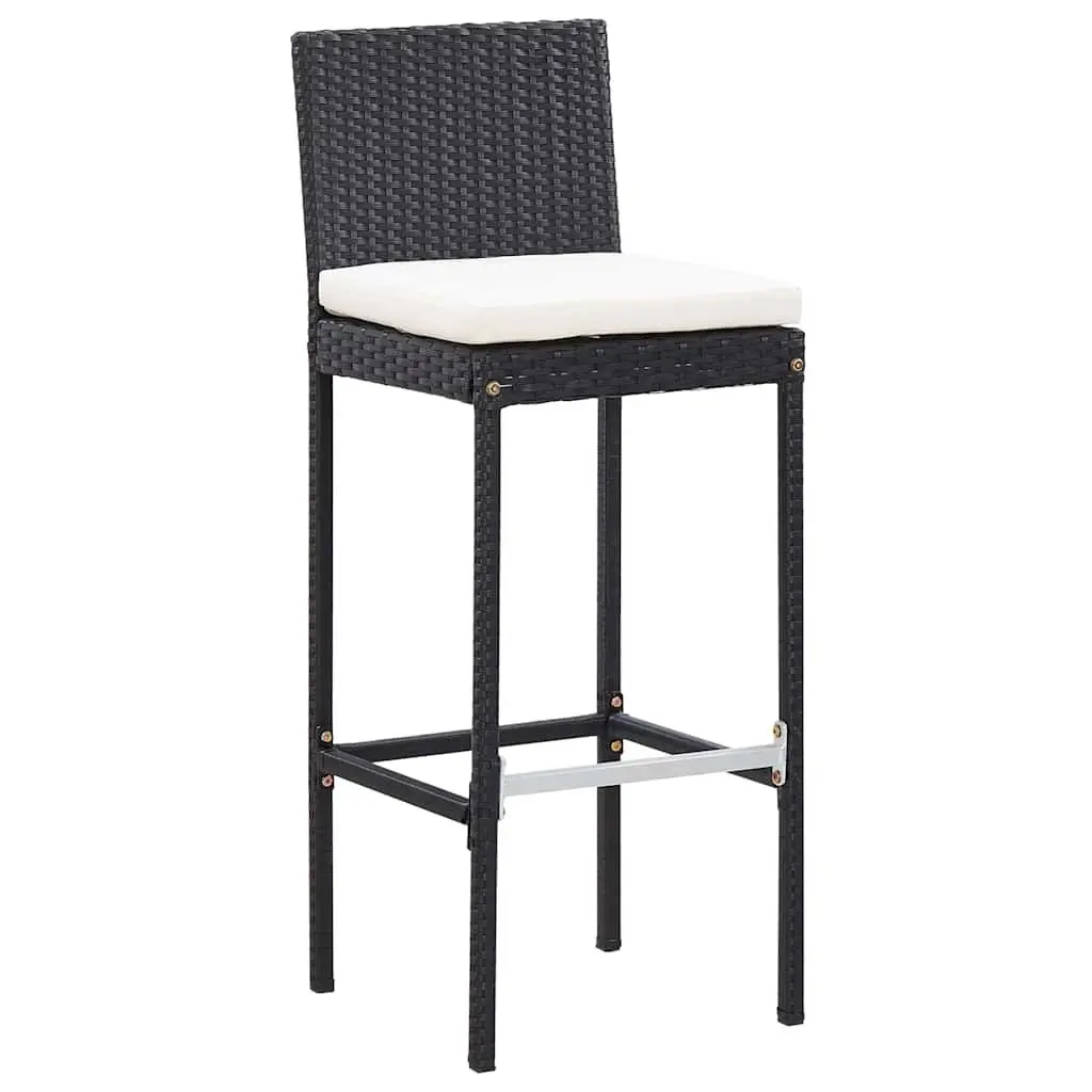 7 Piece Outdoor Bar Set with Cushions Poly Rattan Garden Patio Furniture Black