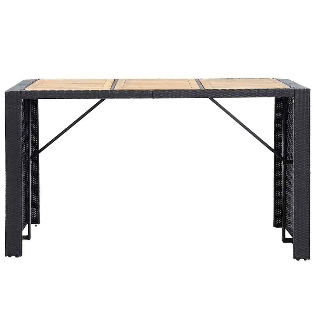7 Piece Outdoor Bar Set with Cushions Poly Rattan Garden Patio Furniture Black