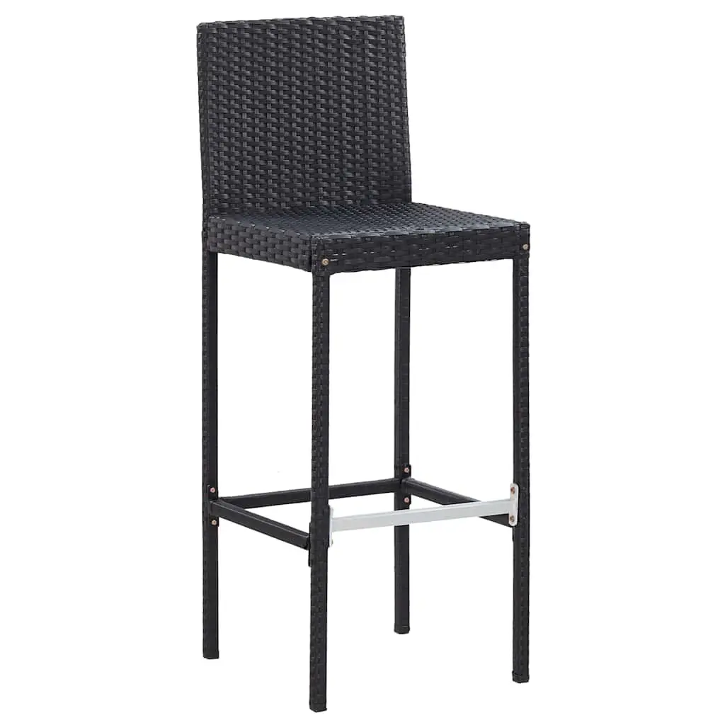 5 Piece Outdoor Bar Set Poly Rattan Acacia Wood Patio Furniture Black