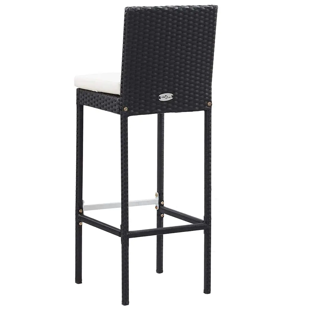 5 Piece Outdoor Bar Set Poly Rattan Acacia Wood Patio Furniture Black
