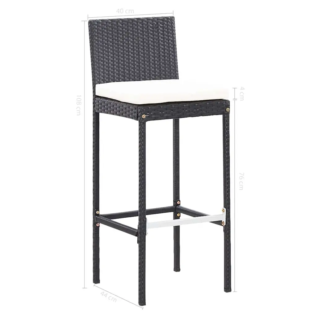 9 Piece Patio Furniture Set Outdoor Bar Poly Rattan Acacia Wood Black