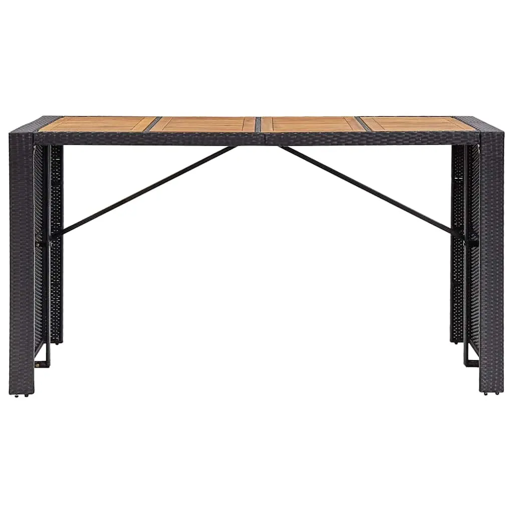 9 Piece Patio Furniture Set Outdoor Bar Poly Rattan Acacia Wood Black