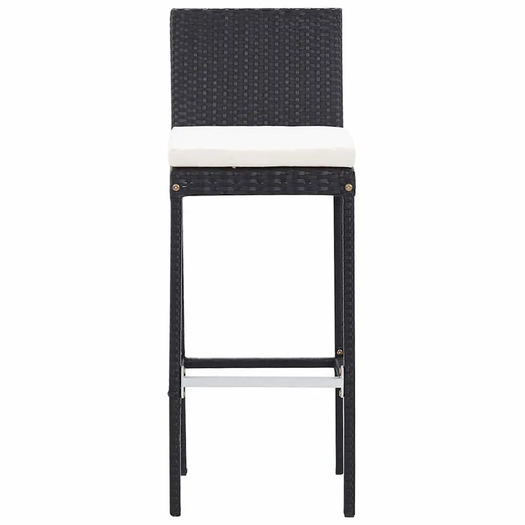 9 Piece Patio Furniture Set Outdoor Bar Poly Rattan Acacia Wood Black