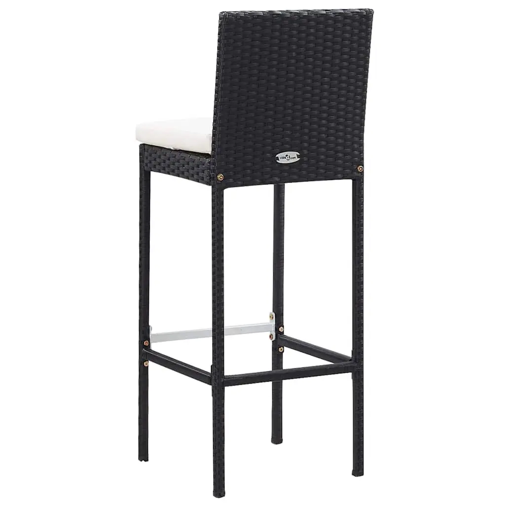 9 Piece Patio Furniture Set Outdoor Bar Poly Rattan Acacia Wood Black