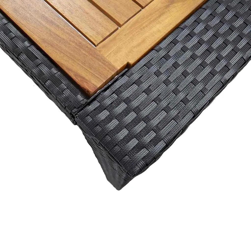 9 Piece Patio Furniture Set Outdoor Bar Poly Rattan Acacia Wood Black
