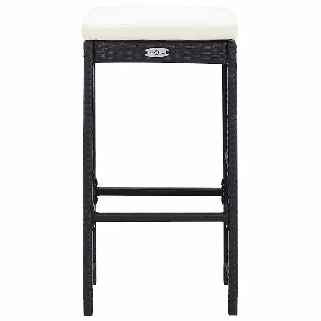 Outdoor Bar Set 9 Piece Poly Rattan Garden Patio Furniture Table Stools Black