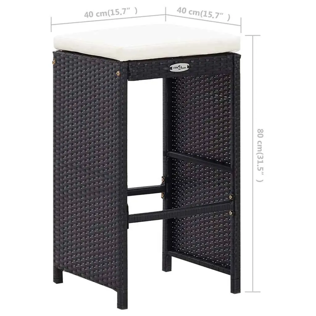 Outdoor Bar Set 9 Piece Poly Rattan Garden Patio Furniture Table Stools Black