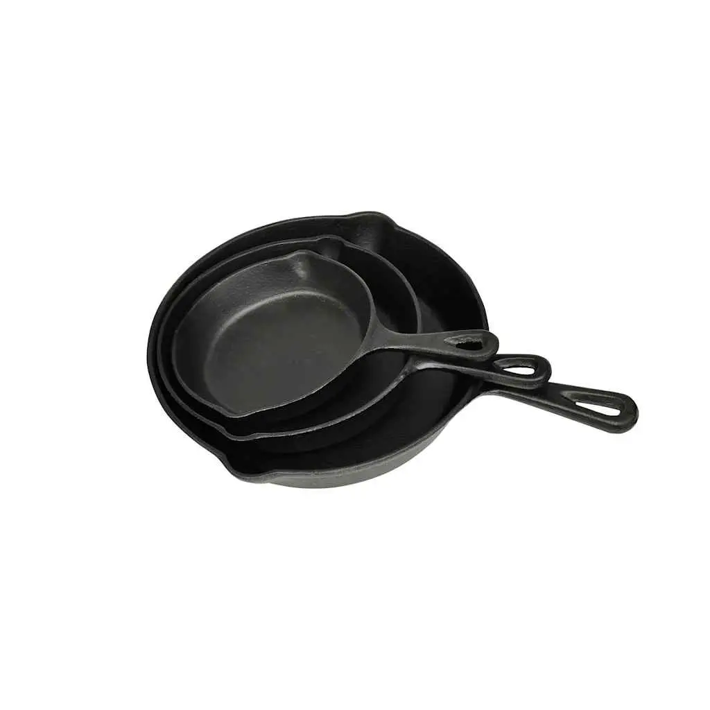 Cast Iron Grill Pans Set of 3 for Home Cooking Extra Large Skillet Cookware