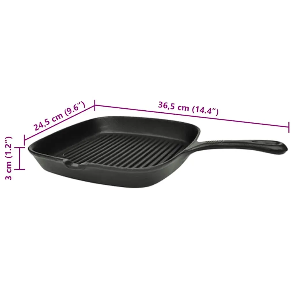 Cast Iron Grill Pan for Cooking 24x23cm Ribbed Non-Stick Griddle Skillet