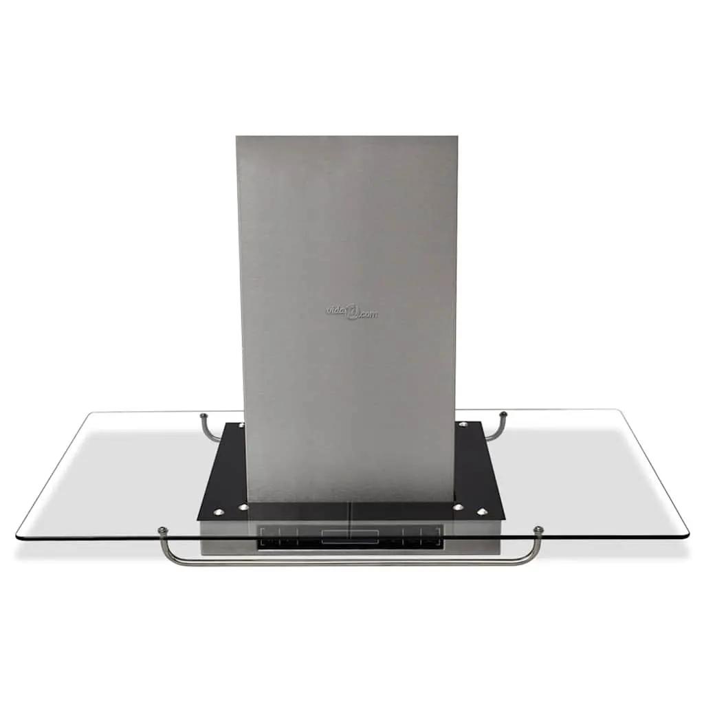 Island Mount Range Hood LCD Display Touch Control Silver Kitchen Extractor Fan