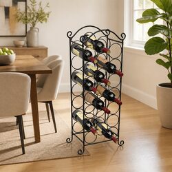 21 Bottle Capacity Metal Wine Rack - Black
