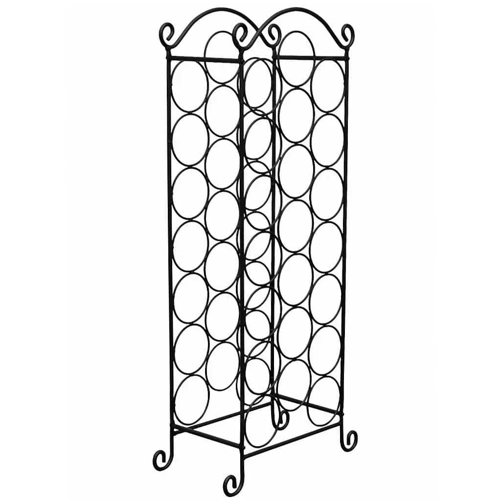 Wine Rack Metal 21 Bottle Storage Holder Black Classic Design Home Bar Display