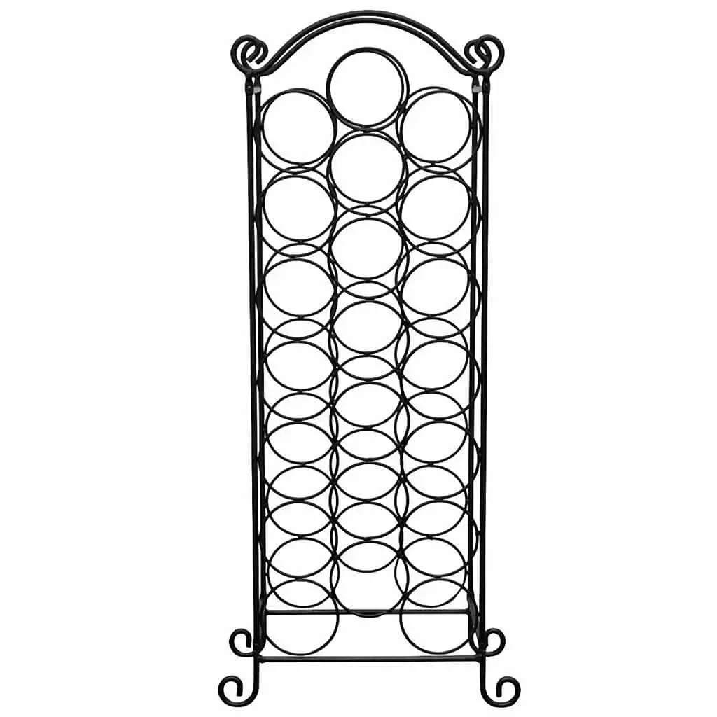 Wine Rack Metal 21 Bottle Storage Holder Black Classic Design Home Bar Display