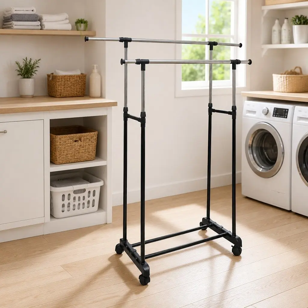 Adjustable Clothes Rack for Garment Storage 108 to 170 cm Black