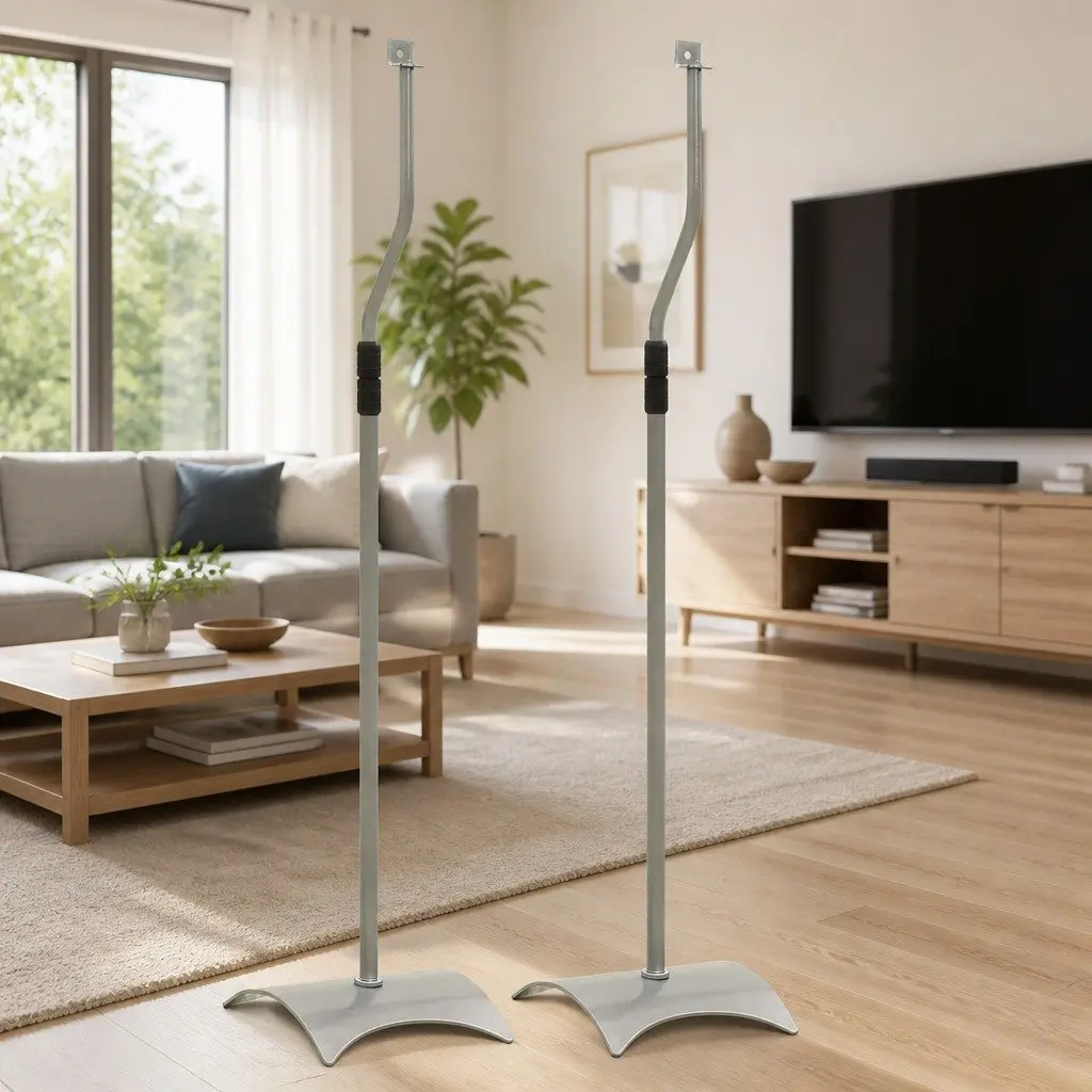 Silver Adjustable Speaker Stands Pair