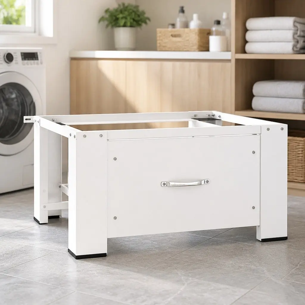 Washing Machine Pedestal Riser with Storage Drawer White Laundry Appliance Base