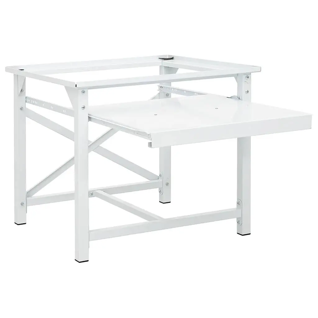 Washing Machine Pedestal for Laundry Room with Pull-Out Shelf White